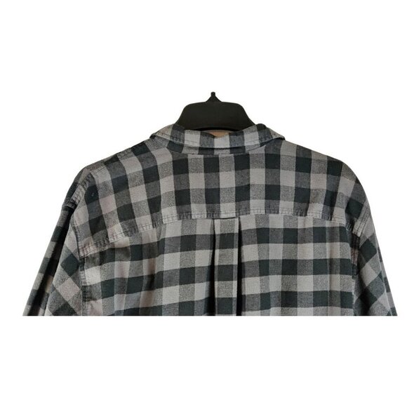 Flannel Shirt by Dickies Gray Black Plaid Cotton Relaxed Fit Sz XL Pockets - Picture 6 of 12